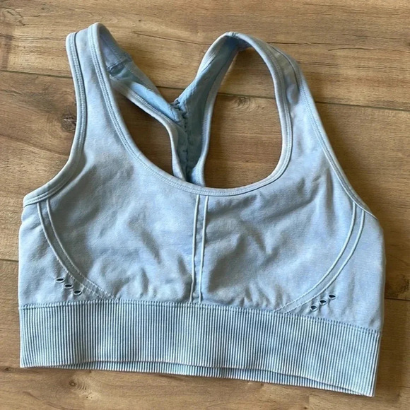 4/$25 SOUL BY SOULCYCLE Blue Seamless Braided-Back Sports Bra Sz S - Picture 3 of 4